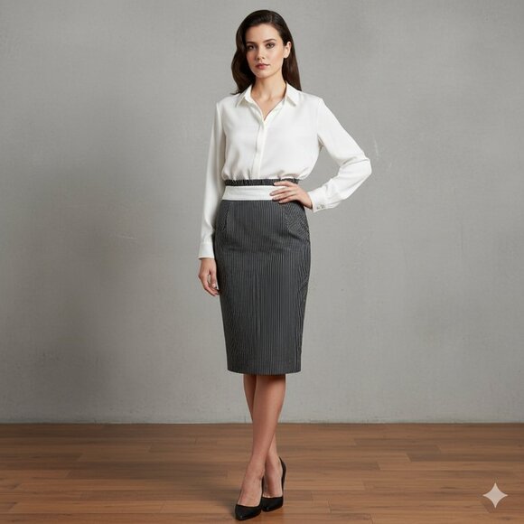 Moschino Black and White Pencil Skirt – Size L - Picture 1 of 6